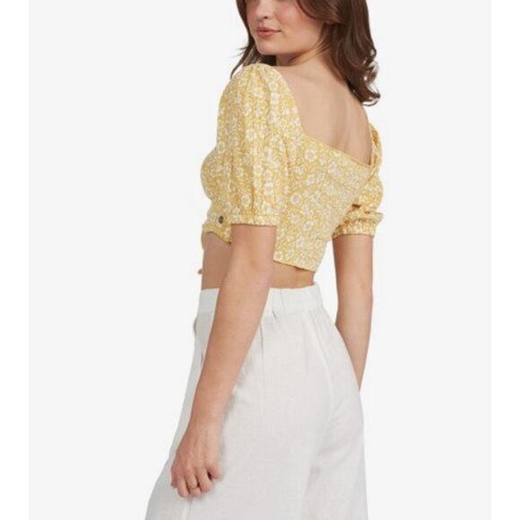 NWT Roxy Flirty Walk Crop Top, Off the Shoulder,‎ Puffed Short Sleeves, sz M - Picture 5 of 8